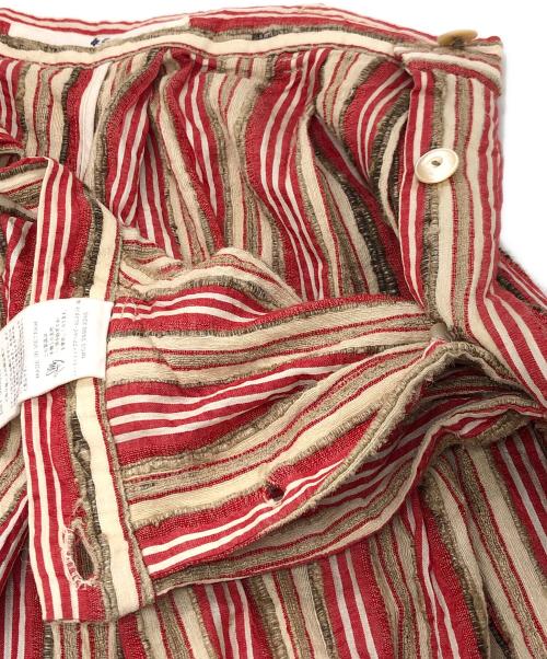 45R（フォーティファイブ・アール）45R (フォーティファイブ・アール) タッサーシルクストライプキュロットパンツ ベージュ サイズ:2の古着・服飾アイテム