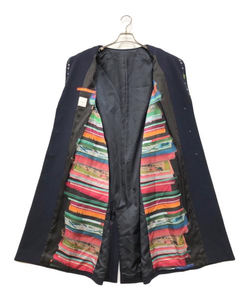 PAUL SMITH（ポールスミス）Paul Smith (ポールスミス) 刺繍チェスターコート ネイビー サイズ:40の古着・服飾アイテム