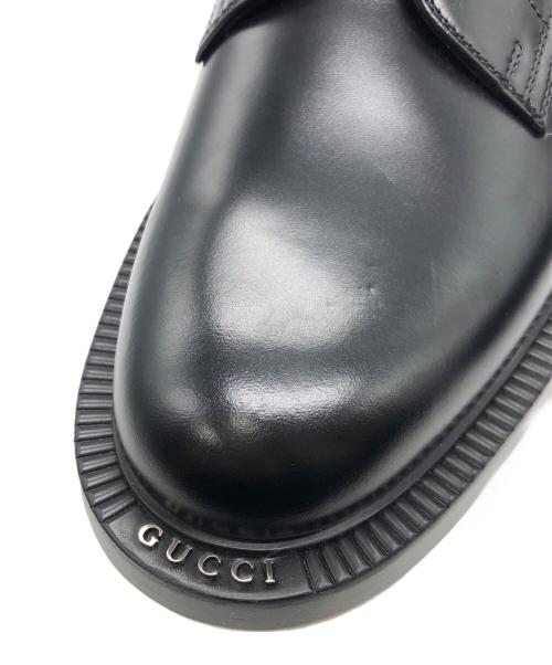 GUCCI（グッチ）GUCCI (グッチ) シャイニーレザーレースアップシューズ ブラック サイズ:88の古着・服飾アイテム