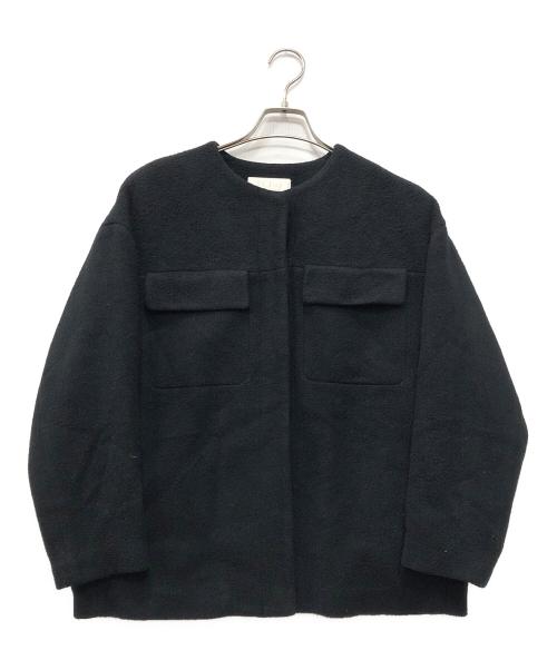 BALLSEY（ボールジィ）BALLSEY (ボールジィ) ウールパイルミルド ノーカラーショートコート ブラック サイズ:36の古着・服飾アイテム