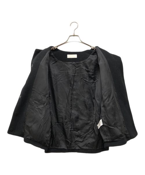 BALLSEY（ボールジィ）BALLSEY (ボールジィ) ウールパイルミルド ノーカラーショートコート ブラック サイズ:36の古着・服飾アイテム