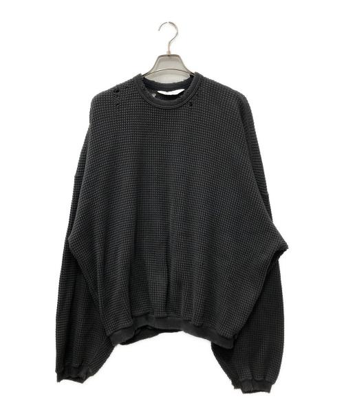 ANCELLM（アンセルム）ANCELLM (アンセルム) DAMAGE HEAVY WAFFLE OVERSIZED LS グレー サイズ:2の古着・服飾アイテム