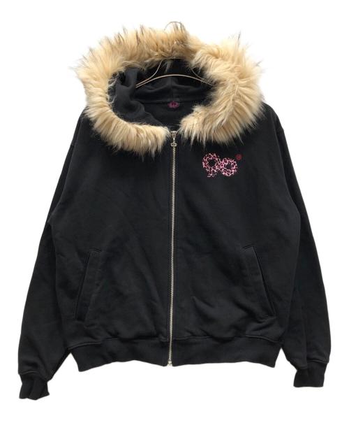 9090（9090）9090 (9090) 90 Logo Far Zip Hoodie ブラック サイズ:Mの古着・服飾アイテム