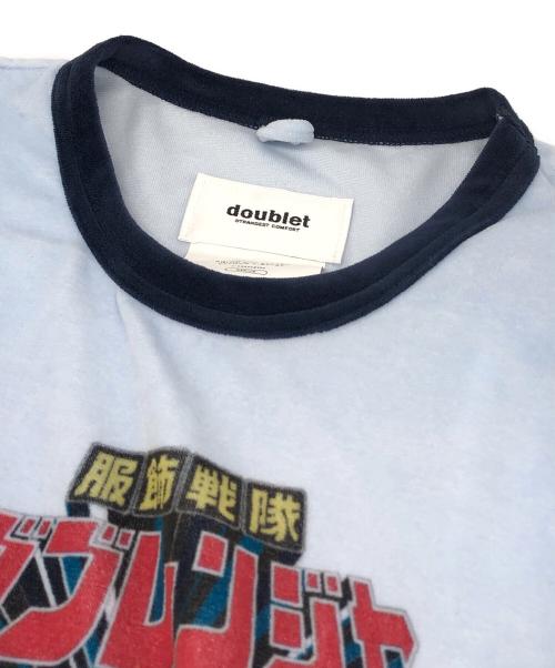 doublet（ダブレット）doublet (ダブレット) ANIME CHARACTER VELOUR T-SHIRT ブルー サイズ:Mの古着・服飾アイテム