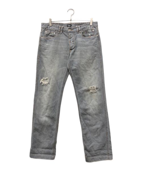 DOLCE & GABBANA（ドルチェ＆ガッバーナ）DOLCE & GABBANA (ドルチェ＆ガッバーナ) ダメージデニムパンツ グレー サイズ:33の古着・服飾アイテム