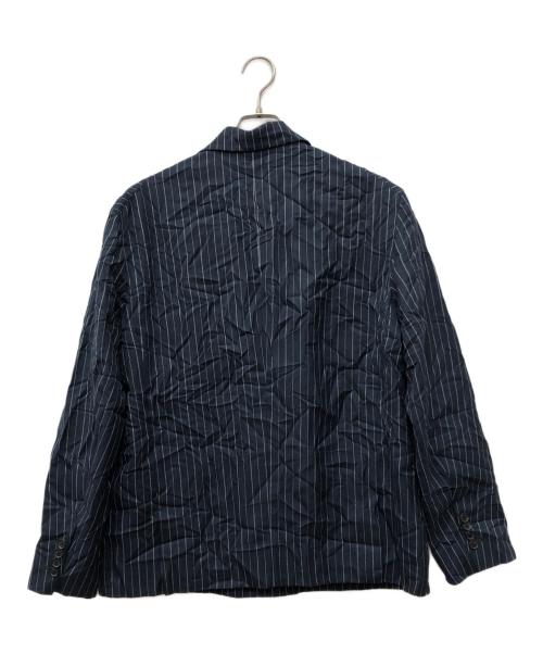 stussy（ステューシー）stussy (ステューシー) Wrinkled Stripe Double-Breasted Blazer ネイビー サイズ:Sの古着・服飾アイテム