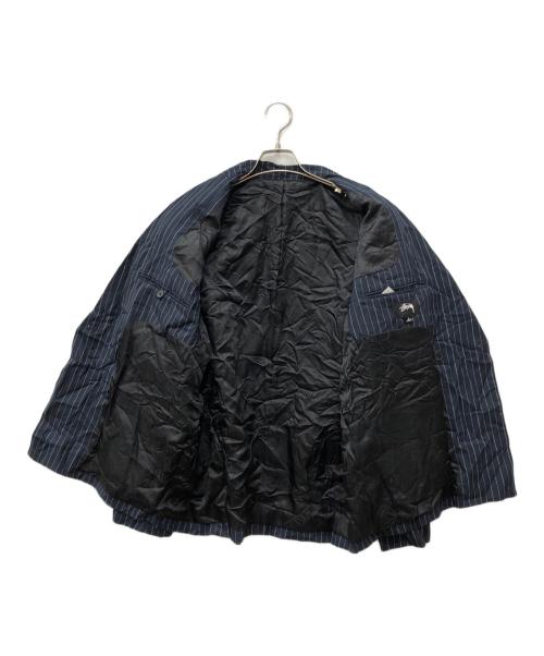 stussy（ステューシー）stussy (ステューシー) Wrinkled Stripe Double-Breasted Blazer ネイビー サイズ:Sの古着・服飾アイテム