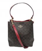 COACHコーチ）の古着「シグネチャーワンショルダーバッグ」｜ブラウン×レッド