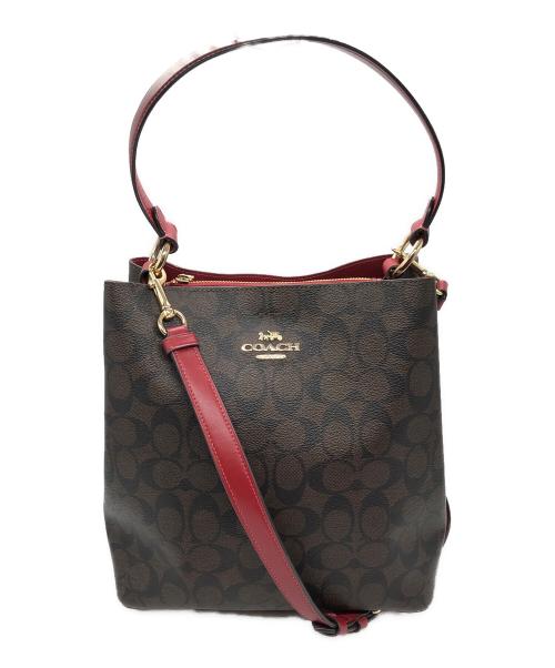 COACH（コーチ）COACH (コーチ) シグネチャーワンショルダーバッグ ブラウン×レッド サイズ:下記参照の古着・服飾アイテム