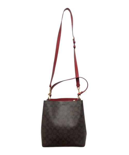 COACH（コーチ）COACH (コーチ) シグネチャーワンショルダーバッグ ブラウン×レッド サイズ:下記参照の古着・服飾アイテム
