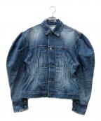 holidayホリデー）の古着「DAMAGE DENIM PUFF SLEEVE PIN TUCK JACKET」｜インディゴ