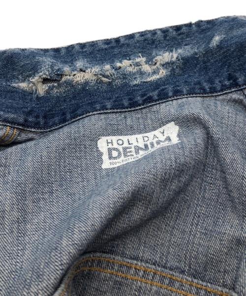 holiday（ホリデー）holiday (ホリデー) DAMAGE DENIM PUFF SLEEVE PIN TUCK JACKET インディゴ サイズ:SIZE ONEの古着・服飾アイテム