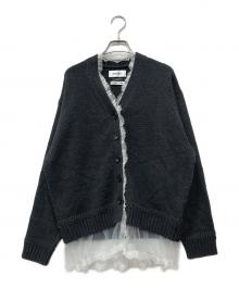 MUVEIL（ミュベール）の古着「チュールレース付きカーディガン」｜グレー