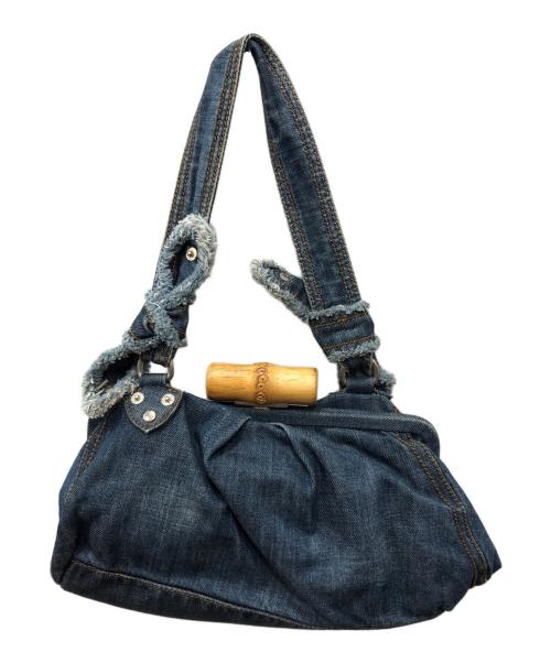 MIU MIU（ミュウミュウ）MIU MIU (ミュウミュウ) バンブーがま口デニムショルダーバッグ インディゴの古着・服飾アイテム