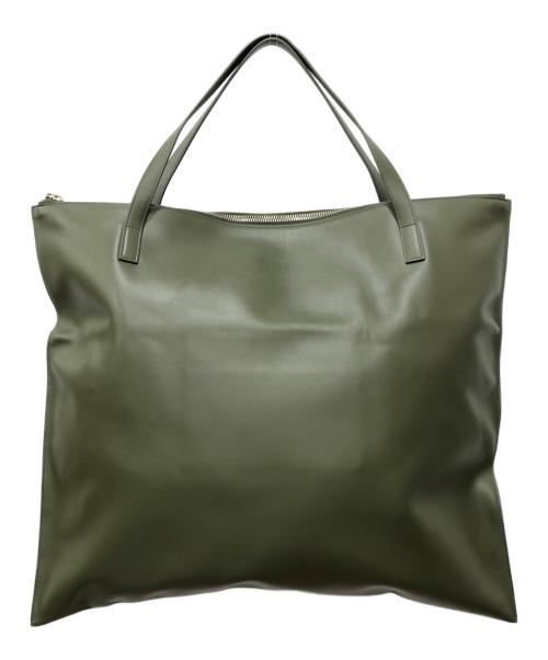 JIL SANDER（ジルサンダー）JIL SANDER (ジルサンダー) ビッグサイズレザートートバッグ カーキ サイズ:下記参照の古着・服飾アイテム