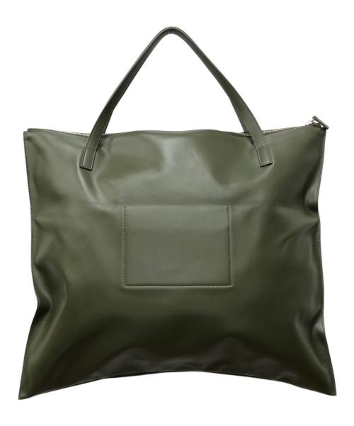 JIL SANDER（ジルサンダー）JIL SANDER (ジルサンダー) ビッグサイズレザートートバッグ カーキ サイズ:下記参照の古着・服飾アイテム