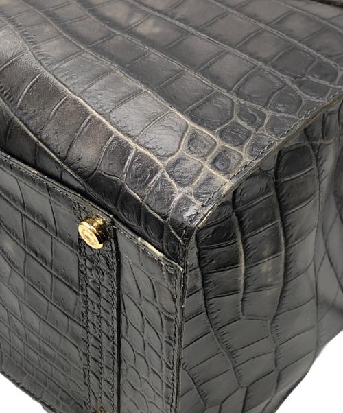 A.D.M.J.（エーディーエムジェイ）A.D.M.J. (エーディーエムジェイ) クロコ型押しミニトートバッグ ブラック サイズ:下記参照の古着・服飾アイテム