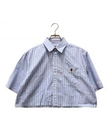 A BATHING APE（アベイシングエイプ）の古着「ショート丈ストライプシャツ」｜ブルー