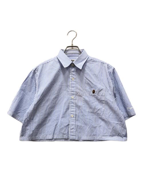 A BATHING APE（アベイシングエイプ）A BATHING APE (アベイシングエイプ) ショート丈ストライプシャツ ブルー サイズ:Sの古着・服飾アイテム