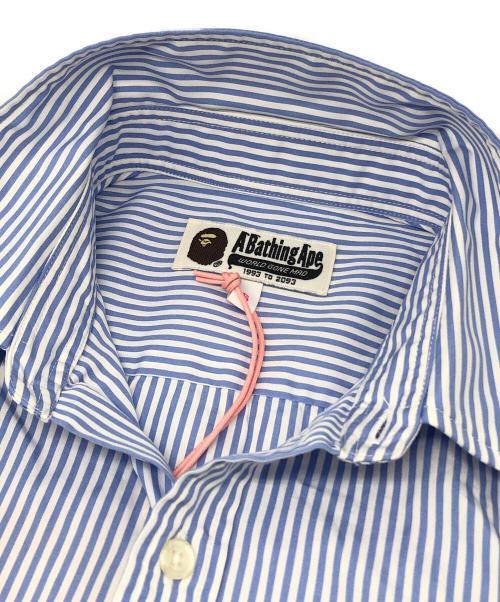 A BATHING APE（アベイシングエイプ）A BATHING APE (アベイシングエイプ) ショート丈ストライプシャツ ブルー サイズ:Sの古着・服飾アイテム