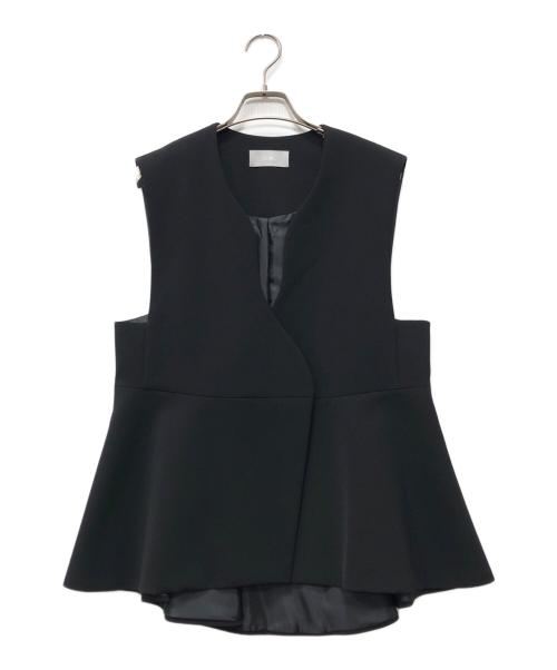 HLM（エイチエルエム）hLM (エイチエルエム) カーヴィーネックジレ ベスト ブラック サイズ:38の古着・服飾アイテム