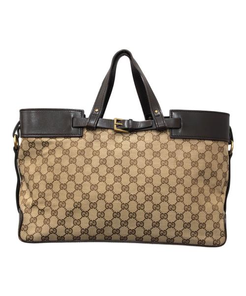 GUCCI（グッチ）GUCCI (グッチ) GGキャンパス トートバッグ ブラウン サイズ:下記参照の古着・服飾アイテム