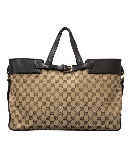 GUCCI（グッチ）GUCCI (グッチ) GGキャンパス トートバッグ ブラウン サイズ:下記参照の古着・服飾アイテム