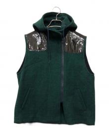 MIU MIU（ミュウミュウ）の古着「ウールエナメル切替ベスト」｜グリーン