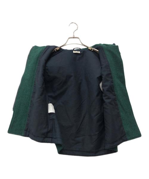 MIU MIU（ミュウミュウ）MIU MIU (ミュウミュウ) ウールエナメル切替ベスト グリーン サイズ:38の古着・服飾アイテム
