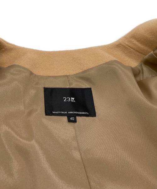 23区（ニジュウサンク）23区 (ニジュウサンク) ウールカシミヤビーバー ノーカラー コート ベージュ サイズ:40の古着・服飾アイテム