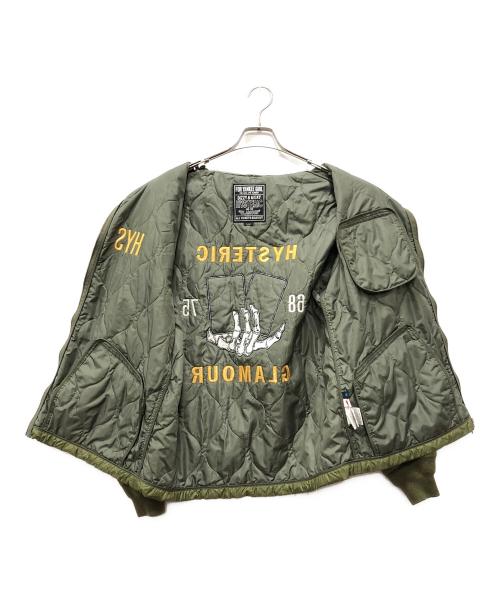 Hysteric Glamour（ヒステリックグラマー）Hysteric Glamour (ヒステリックグラマー) KING&QUEEN刺繍キルティングブルゾン グリーン サイズ:Lの古着・服飾アイテム