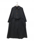 magaliマガリ）の古着「リネン混ロングコート」｜ブラック