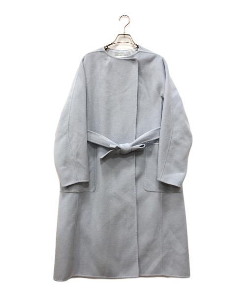 BALLSEY（ボールジィ）BALLSEY (ボールジィ) プレミアムウールリバー ノーカラーコート スカイブルー サイズ:36の古着・服飾アイテム