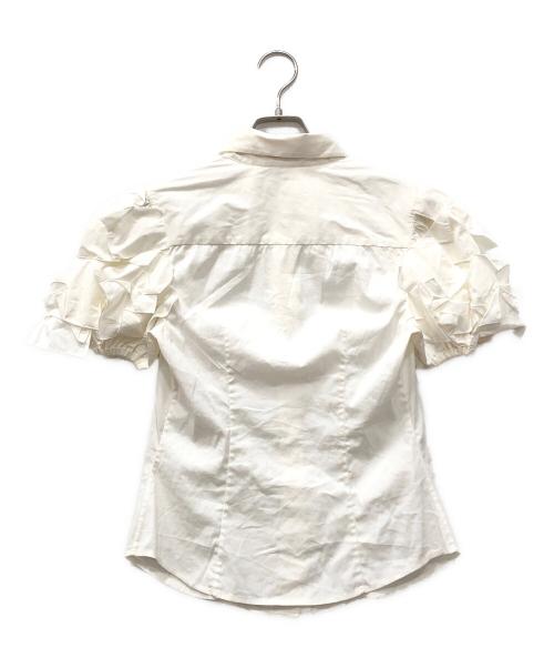 PRADA（プラダ）PRADA (プラダ) S/Sフリルスリーブストレッチシャツ ホワイト サイズ:38の古着・服飾アイテム