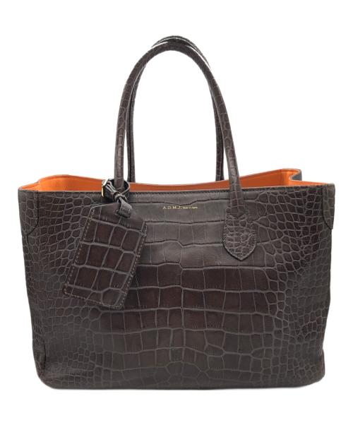 A.D.M.J.（エーディーエムジェイ）A.D.M.J. (エーディーエムジェイ) 型押しトートバッグ ブラウン サイズ:下記参照の古着・服飾アイテム