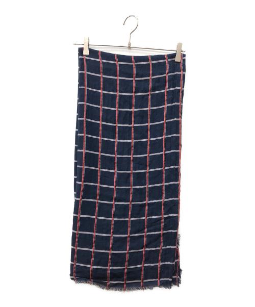 LOUIS VUITTON（ルイ ヴィトン）LOUIS VUITTON (ルイ ヴィトン) ロゴコットンシルクチェックストール ブルー サイズ:下記参照の古着・服飾アイテム
