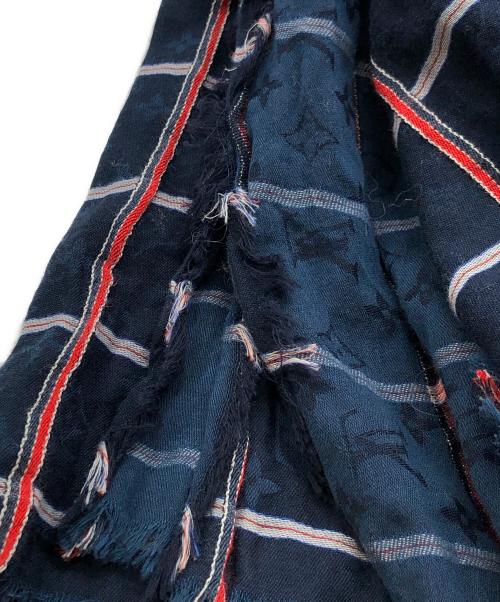 LOUIS VUITTON（ルイ ヴィトン）LOUIS VUITTON (ルイ ヴィトン) ロゴコットンシルクチェックストール ブルー サイズ:下記参照の古着・服飾アイテム