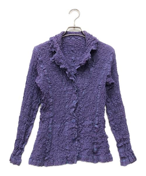 ISSEY MIYAKE（イッセイミヤケ）ISSEY MIYAKE (イッセイミヤケ) シワ加工ハイネックシャツ パープル サイズ:下記参照の古着・服飾アイテム