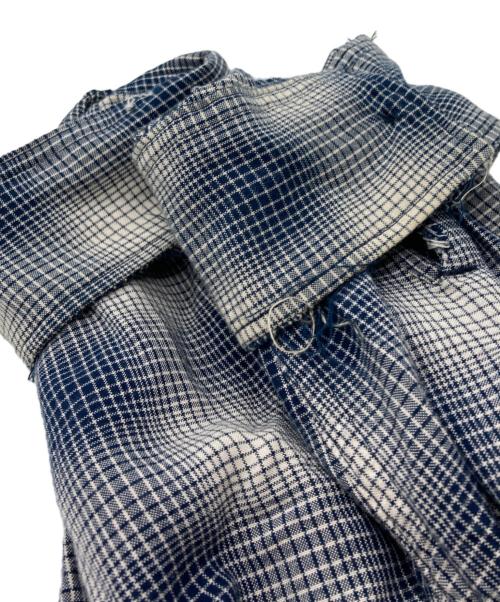 ANCELLM（アンセルム）ANCELLM (アンセルム) RAYON CHECK SHIRTダメージ加工チェックシャツ ネイビー サイズ:Mの古着・服飾アイテム
