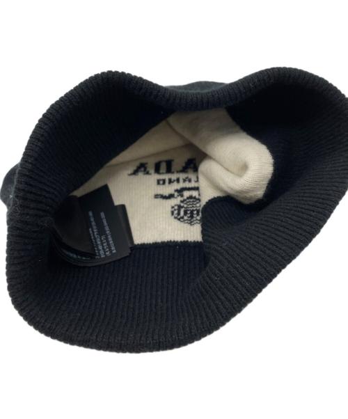 PRADA（プラダ）PRADA (プラダ) カシミヤ混ロゴニット帽 ブラックの古着・服飾アイテム