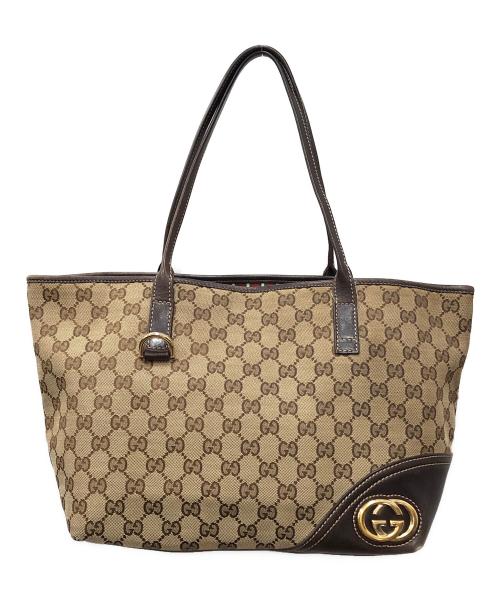 GUCCI（グッチ）GUCCI (グッチ) GGキャンバス インターロッキング ニューブリット トートバッグ ベージュ サイズ:下記参照の古着・服飾アイテム