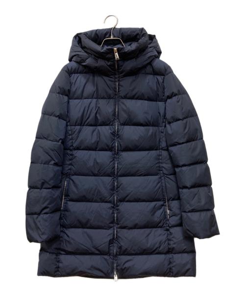 add（エーディーディー）add (エーディーディー) LONG QUILTED DOWN JACKET ADD WITH HOOD ネイビー サイズ:42の古着・服飾アイテム