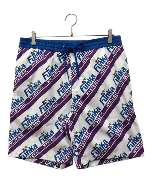 Hysteric Glamour（ヒステリックグラマー）Hysteric Glamour (ヒステリックグラマー) FUNKA HYSTERIC Pattern Easy Shorts ホワイト×パープル サイズ:Lの古着・服飾アイテム