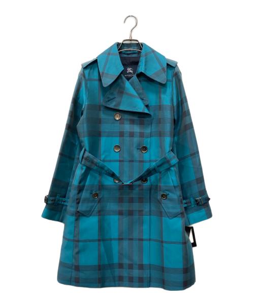 BURBERRY LONDON（バーバリーロンドン）BURBERRY LONDON (バーバリーロンドン) タータンチェックトレンチコート ブルー サイズ:38の古着・服飾アイテム
