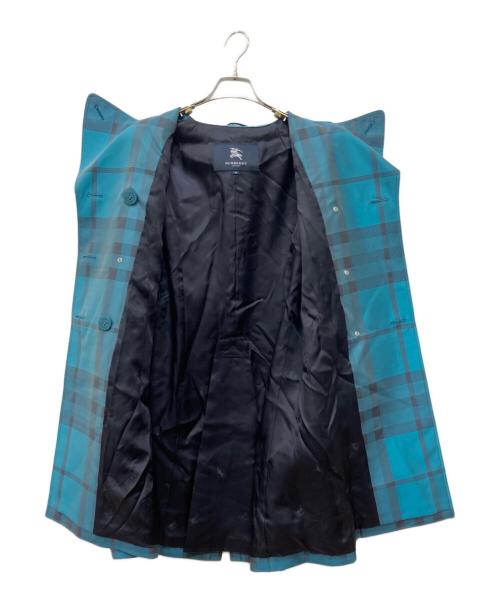 BURBERRY LONDON（バーバリーロンドン）BURBERRY LONDON (バーバリーロンドン) タータンチェックトレンチコート ブルー サイズ:38の古着・服飾アイテム