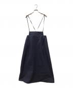 DRAWERドゥロワー）の古着「ツイル ストラップスカート」｜ネイビー