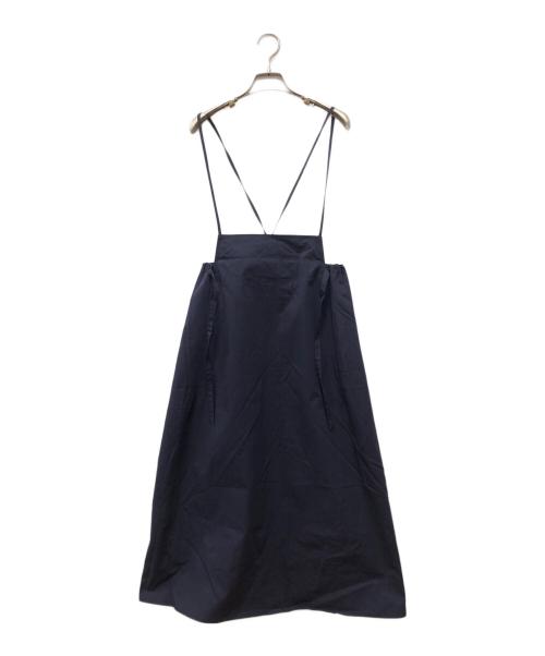 DRAWER（ドゥロワー）Drawer (ドゥロワー) ツイル ストラップスカート ネイビー サイズ:38の古着・服飾アイテム