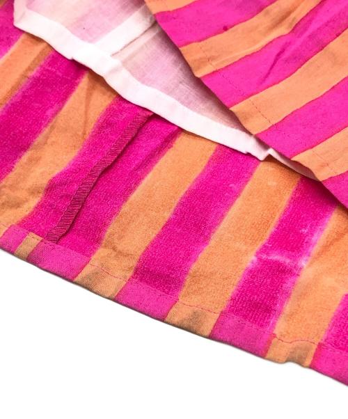 blockprints（ブロックプリント）BLOCKPRINTS (ブロックプリント) スティーブ シックストライプ フレアスリーブドレス ピンク サイズ:Mの古着・服飾アイテム