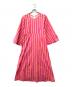 BLOCKPRINTS（ブロックプリント）の古着「スティーブ シックストライプ フレアスリーブドレス」｜ピンク