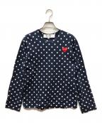 PLAY COMME des GARCONSプレイコムデギャルソン）の古着「Polka Dots Long Sleeve T-Shirt With Red Emblem」｜ネイビー